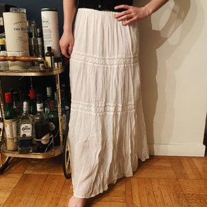 White maxi boho-style cotton skirt
